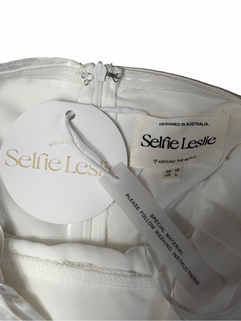 Selfie Leslie White Gianna Strapless Waist Tie Midi Dress Womens L